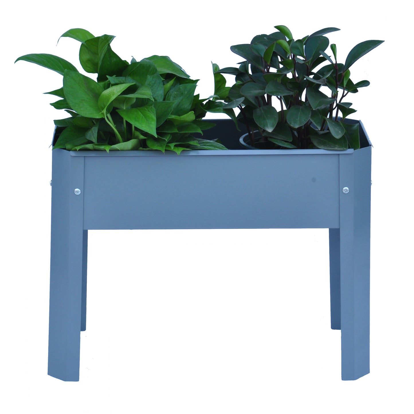 Elevated garden bed, metal elevated outdoor flowerpot box, suitable for backyard and terrace, large flowerpot, suitable for vegetable and flower    Grey*2