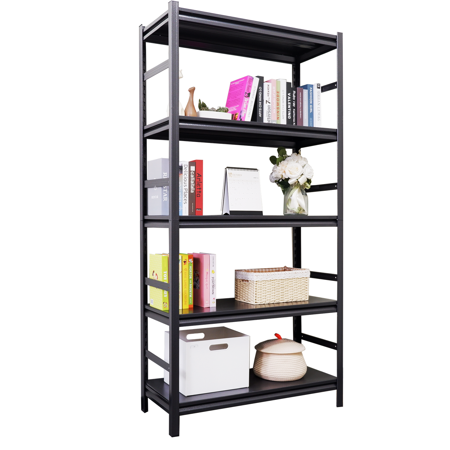 Storage Shelves  5 Tier Heavy Duty Metal Shelving Unit Adjustable Shelving Units and Storage Rack Kitchen Garage Shelf H72 * W35.4 * D15.7