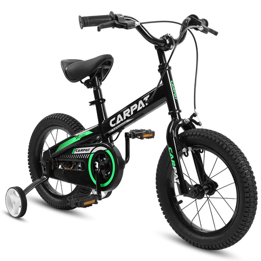 C14112A Ecarpat Kids' Bike 14 Inch Wheels, 1-Speed Boys Girls Child Bicycles For 3-5 Years, With Removable Training Wheels Baby Toys, Coaster+V Brake