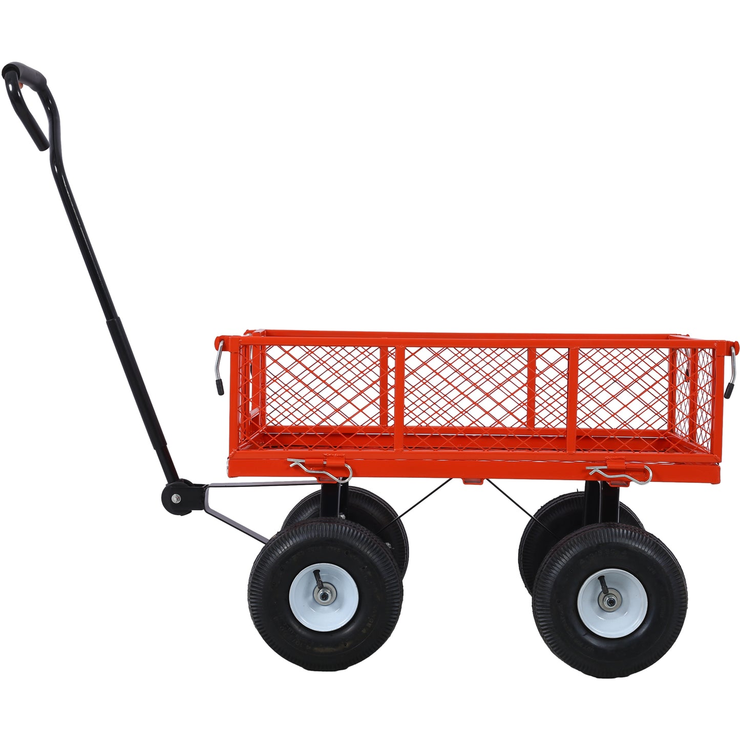 Steel Garden Cart, Steel Mesh Removable Sides, 3 cu ft, 550 lb Capacity, red