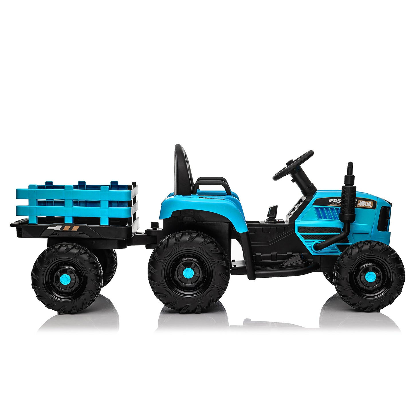 Ride on Tractor with Trailer,12V Battery Powered Electric Tractor Toy w/Remote Control,electric car for kids,Three speed adjustable,Power display, USB,MP3 ,Bluetooth,LED light,Two-point safety belt