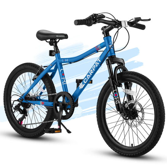 S20101 Ecarpat 20 Inch Kids Bike, Boys Girls Mountain Bike Ages 8-12, 7 Speed Teenager Children Kids' Bicycles, Front Suspension Disc U Brake, 14 Inch Height Steel Frame