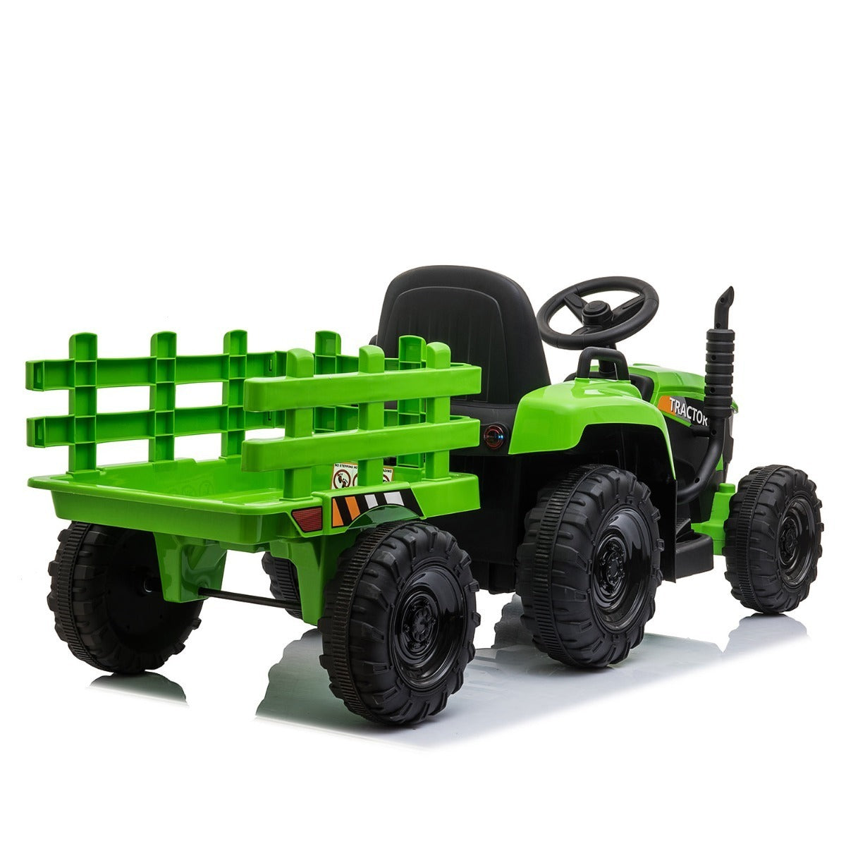 12V Kids Ride On Tractor with Trailer, Battery Powered Electric Car w/ Music, USB, Music, LED Lights, Vehicle Toy for 3 to 6 Ages, Light Green