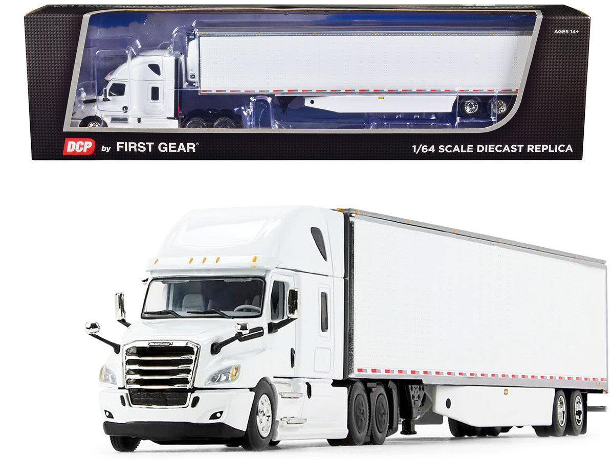 2018 Freightliner Cascadia High Roof Sleeper Cab with 53' Utility Reefer Trailer White 1/64 Diecast Model by DCP/First Gear-0