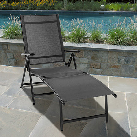 Textilene Outdoor Lounge Chaise Folding Reclining Chair with Adjustable Back1 piece