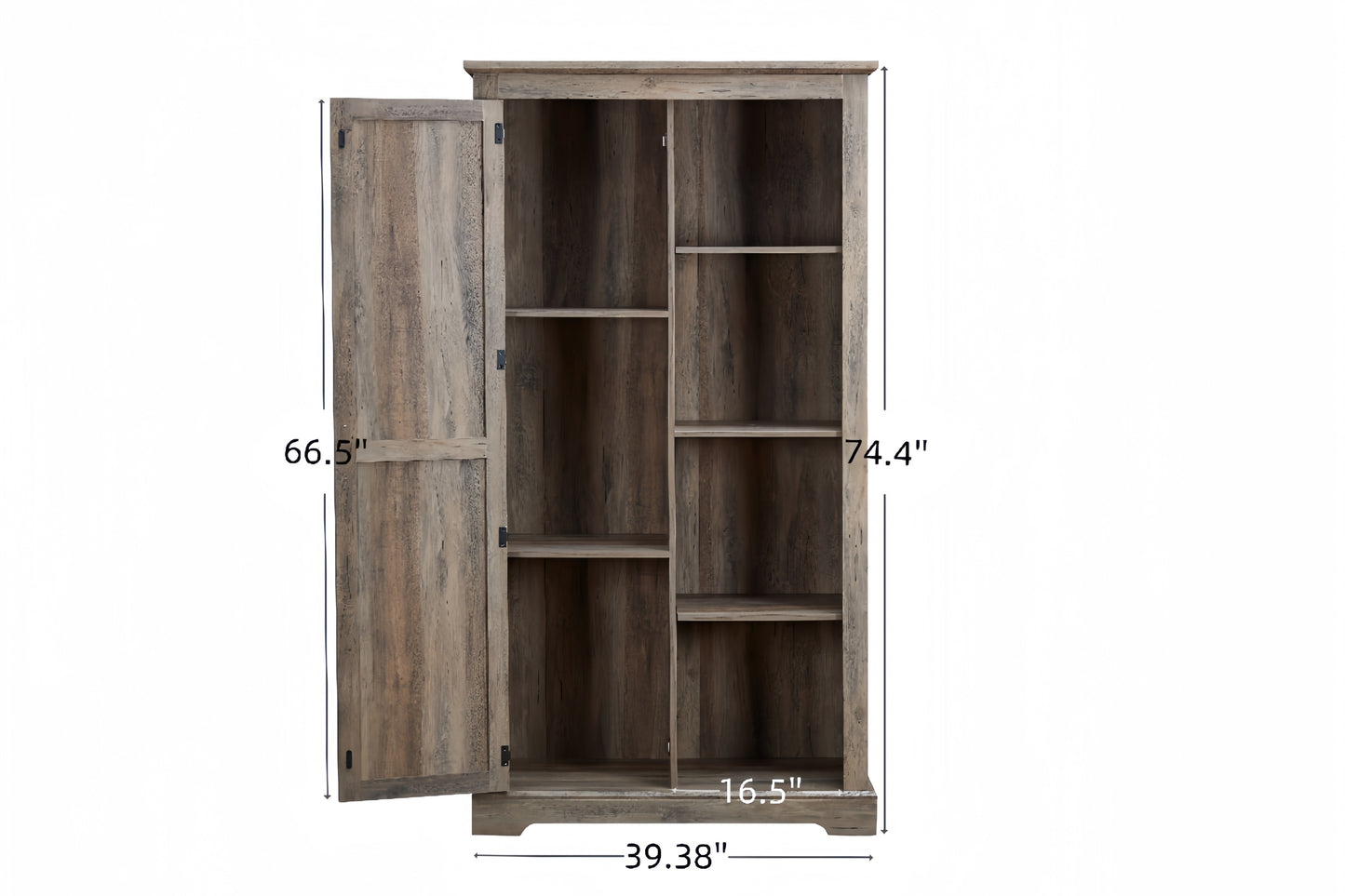 Tall Storage Cabinet Barn Door Storage Country Wood Rustic Farmhouse Pantry Cupboard Sliding Door Kitchen Organizer Furniture Home Drawer Shelves 39.37*15.75*74.4  Gray Wash