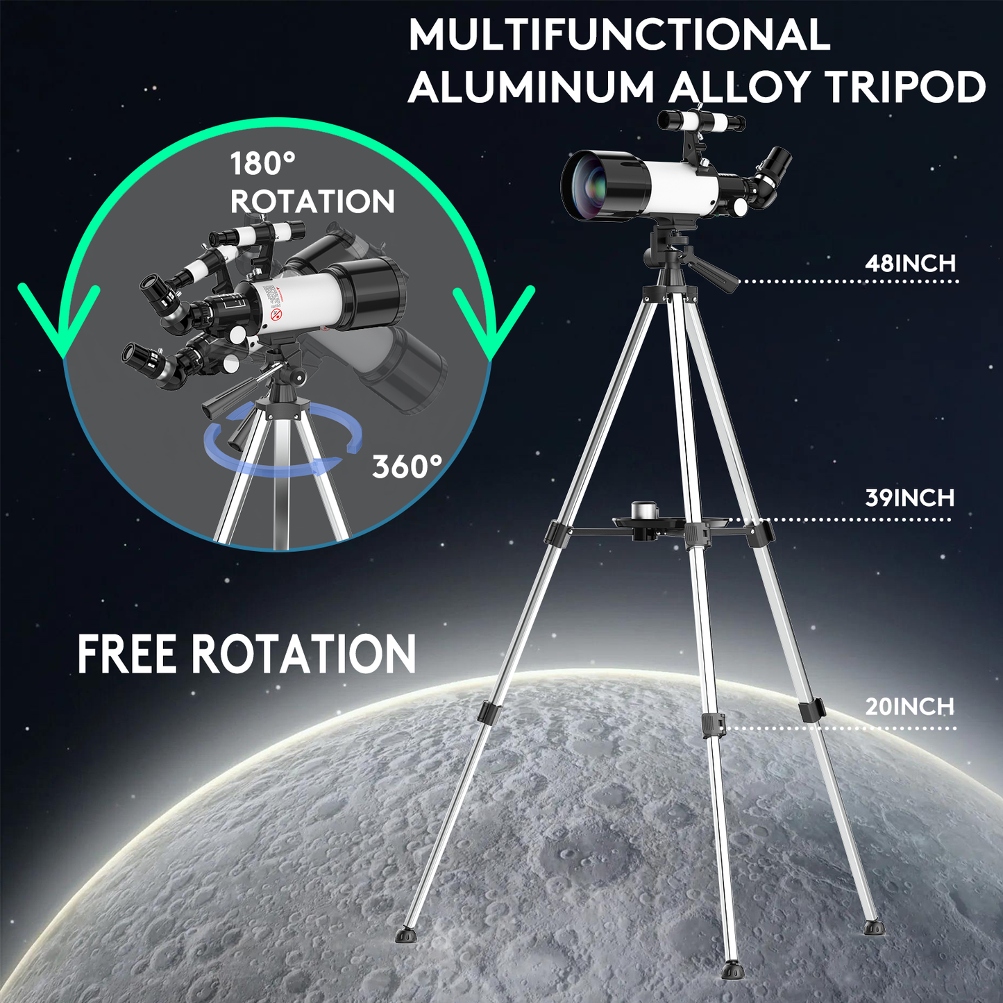 Telescope for Adults and Kids, 70mm Aperture 400mm Astronomical Telescope ((24X-180X))