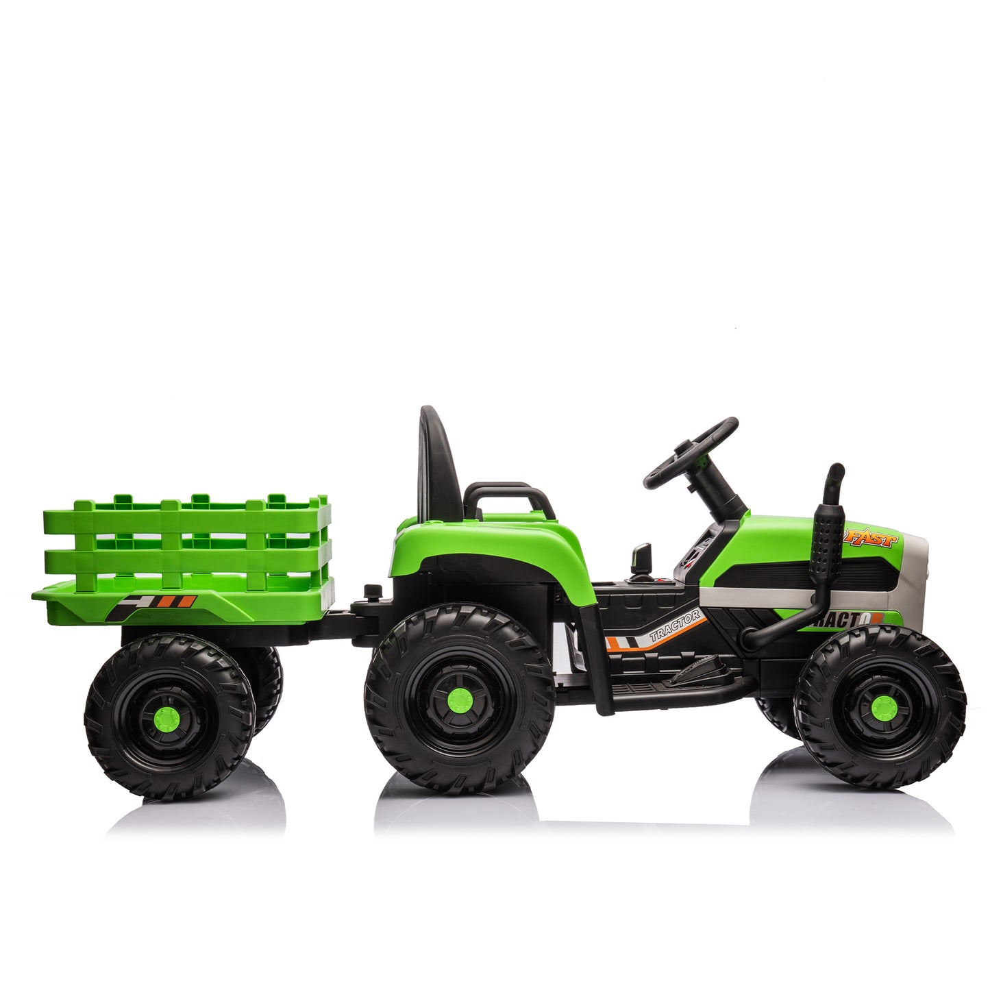 Ride on Tractor with Trailer,12V Battery Powered Electric Tractor Toy w/Remote Control,electric car for kids,Three speed adjustable,Power display, USB,MP3 ,Bluetooth,LED light,Two-point safety belt