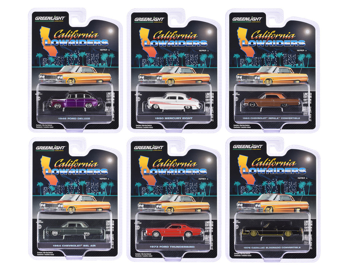 "California Lowriders" Set of 6 pieces Series 6 1/64 Diecast Model Cars by Greenlight-0