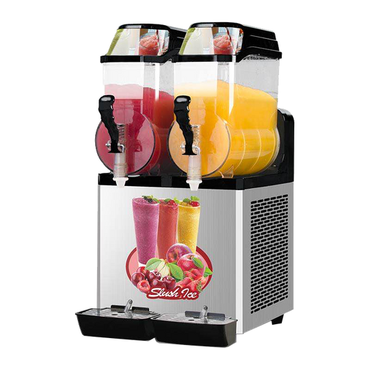 110V Commercial Slushy Machine 30L Double Tank 950W Stainless Steel Margarita Frozen Drink With Powerful Compressor Efficient Cooling Perfect for Supermarkets Cafes Restaurants Bars