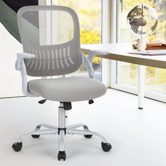 Sweetcrispy Office Mid Back Ergonomic Mesh Computer Desk Larger Seat Executive Height Adjustable Swivel Task Chair with Lumbar Support