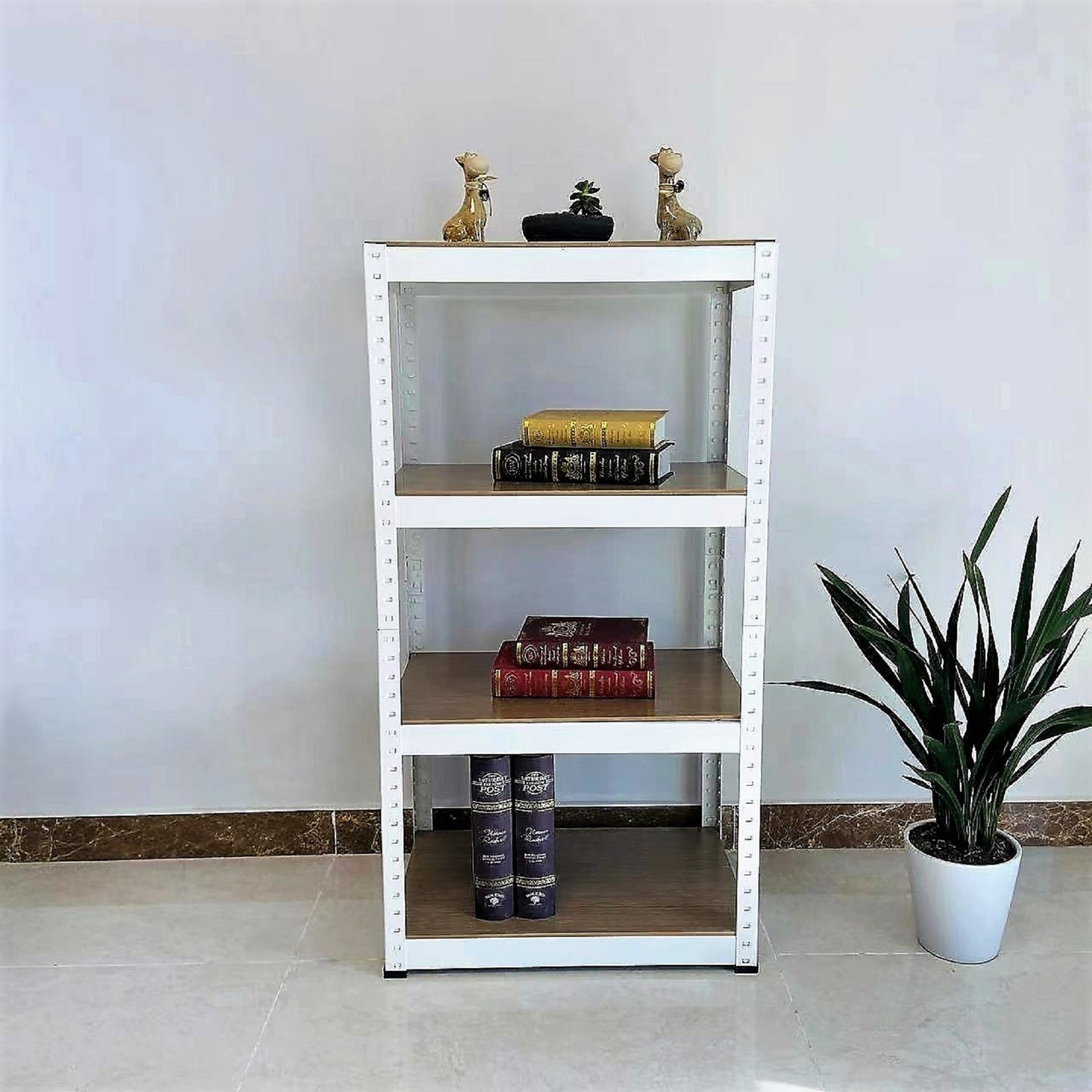 Storage Shelves -  4 Tier Adjustable Garage Storage Shelving, Heavy Duty Metal Storage Utility Rack Shelf Unit for Warehouse Pantry Closet Kitchen, 23.6" x 15.7" x 47.2", White