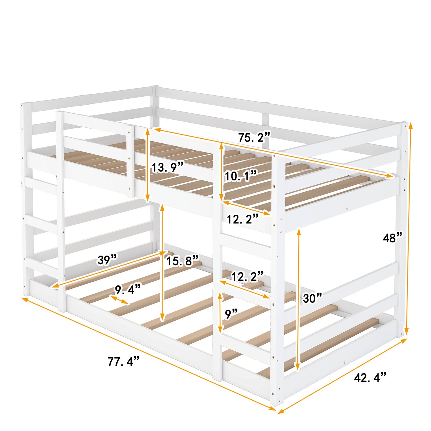 Twin Over Twin Bunk Bed with Ladder, White（OLD SKU：WF282787AAK）