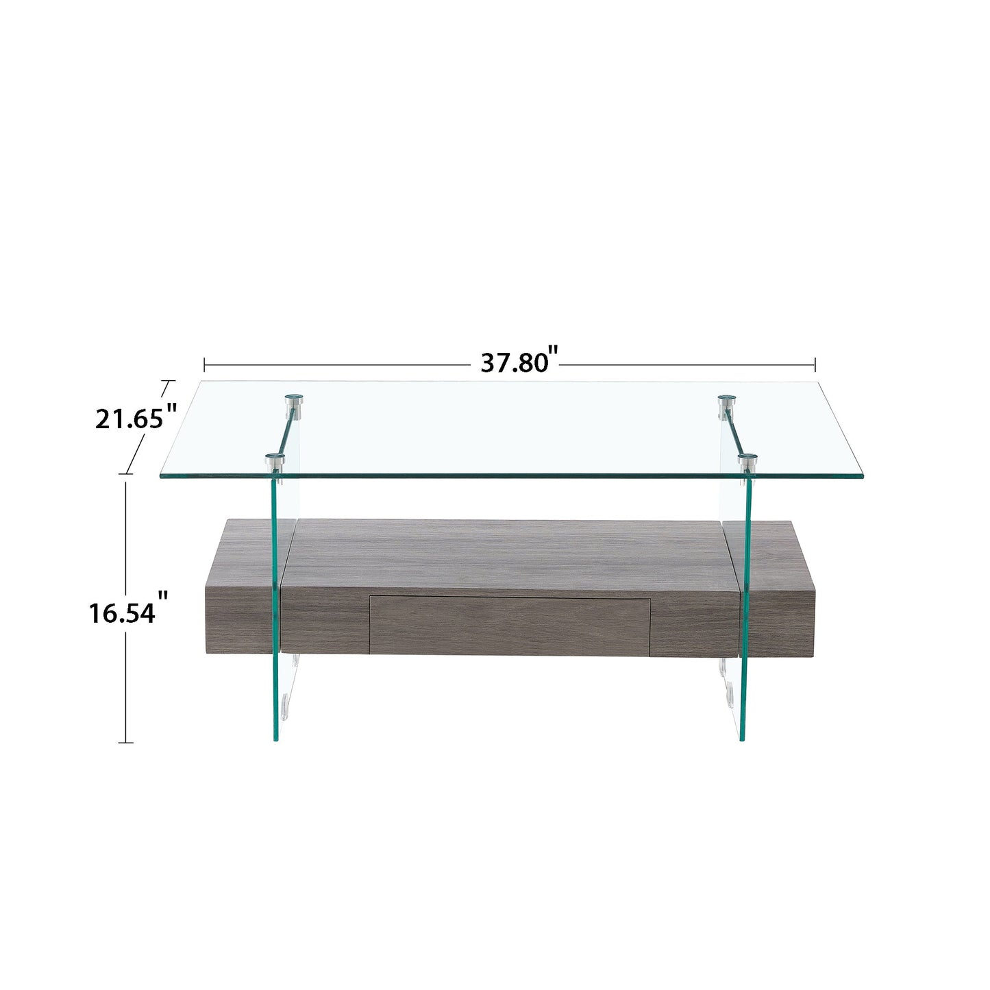 Tempered Glass Coffee Table With Dual Shelves-8