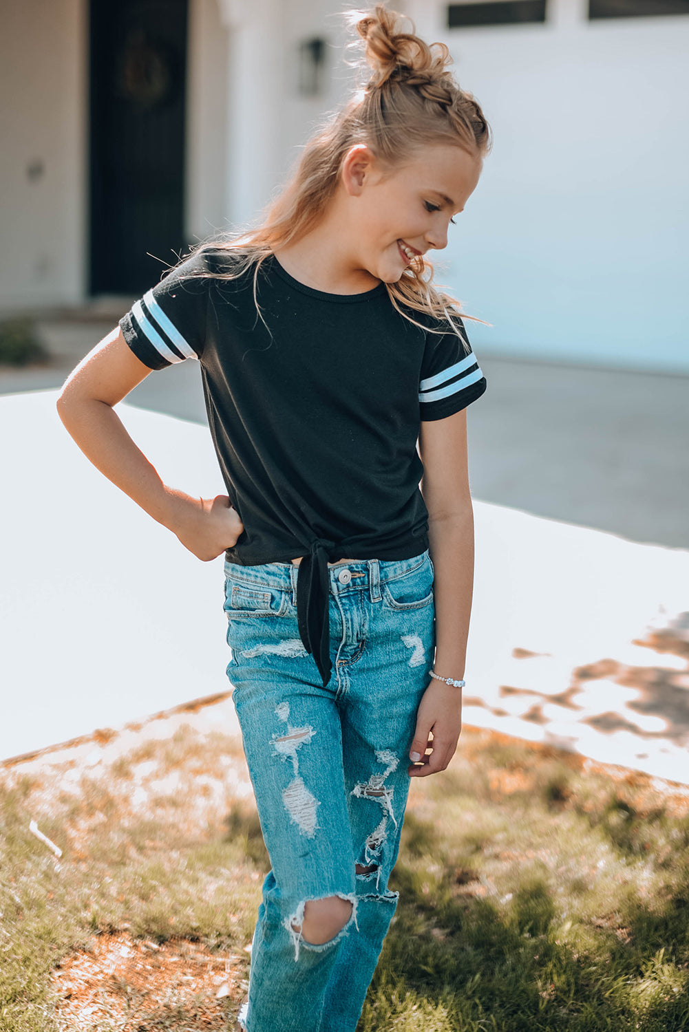 girls-striped-tie-front-t-shirt