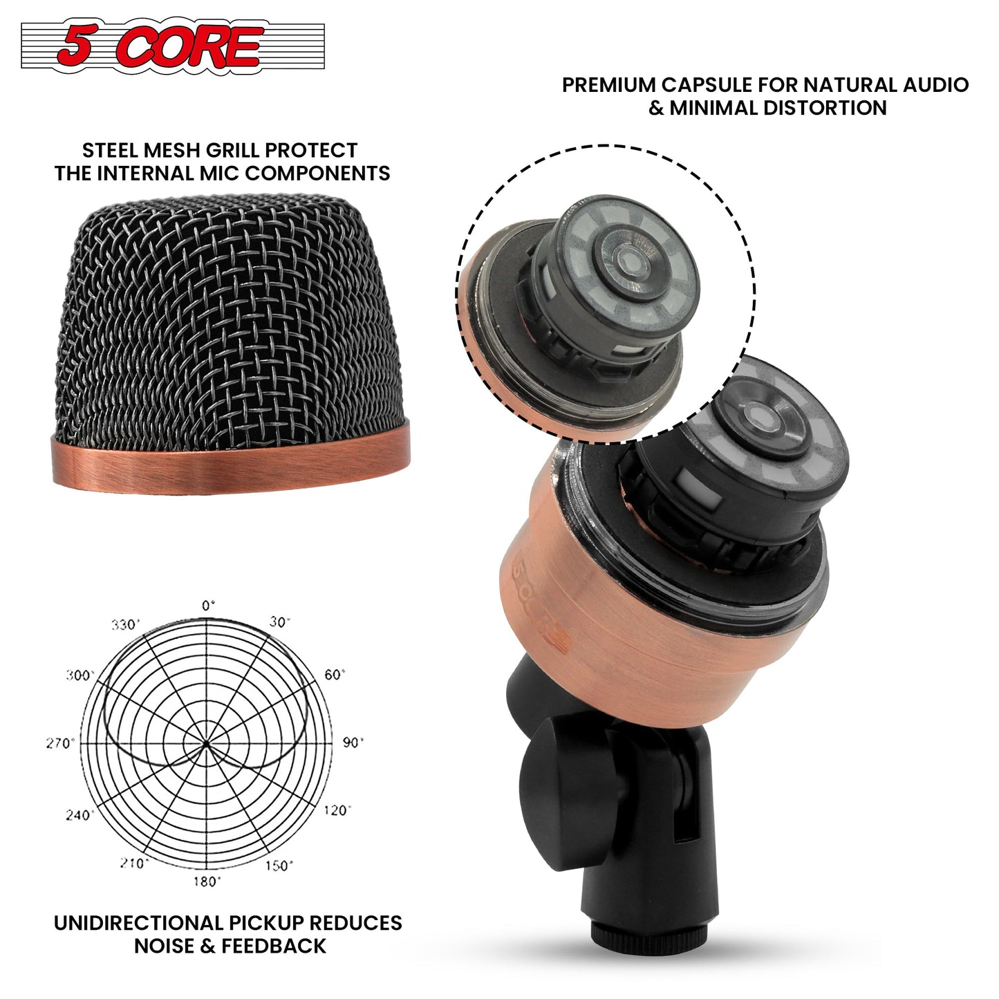 5 Core Tom Snare Mic Cardioid Dynamic Microphone for Drum Kit Precision Instrument-5