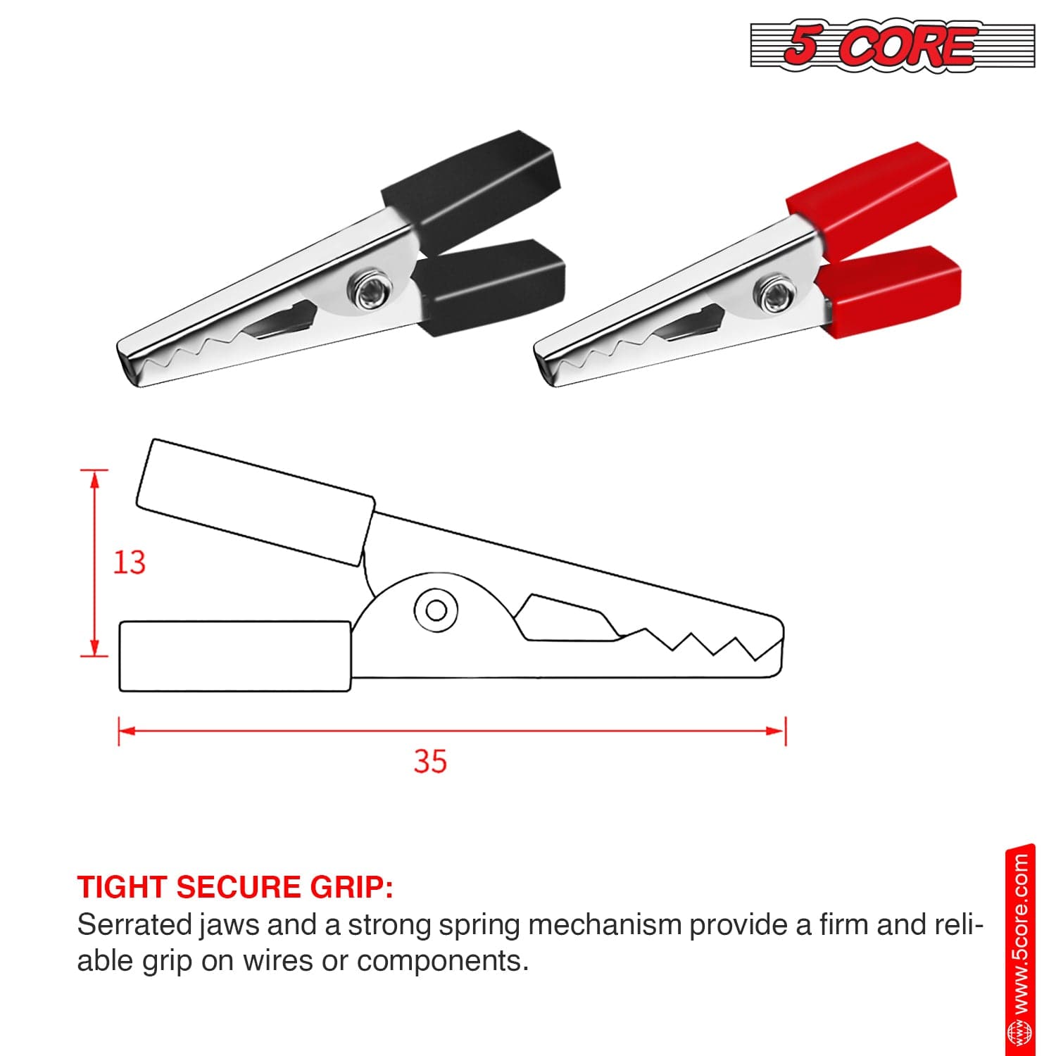 5Core Alligator Clips Electrical Metal Battery Jumper Clamps Insulated Gator Clip-2