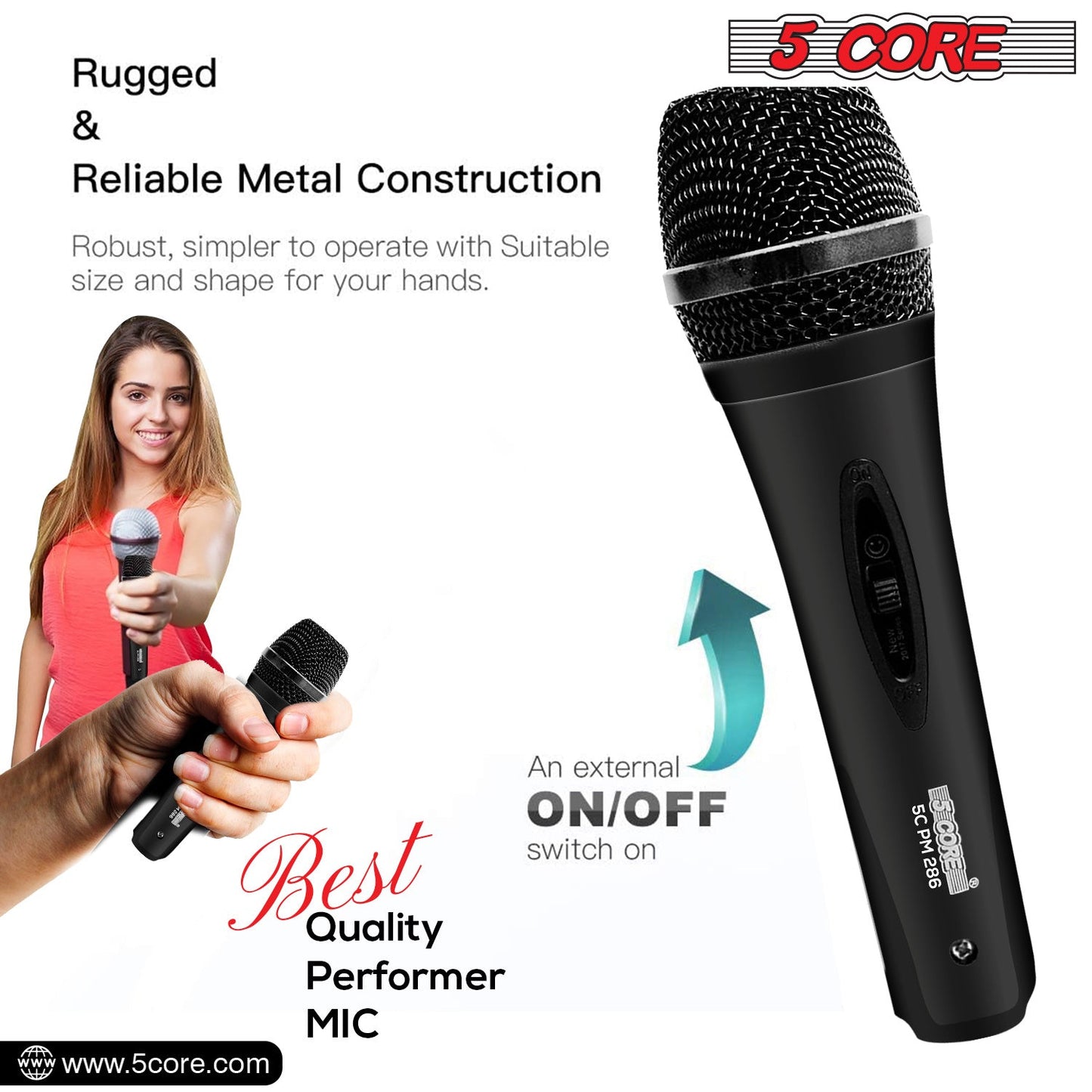 5Core Microphone For Singing Karaoke Mic XLR Dynamic Mic Cardioid Unidirectional Microfono 1/2/3 Pc-3