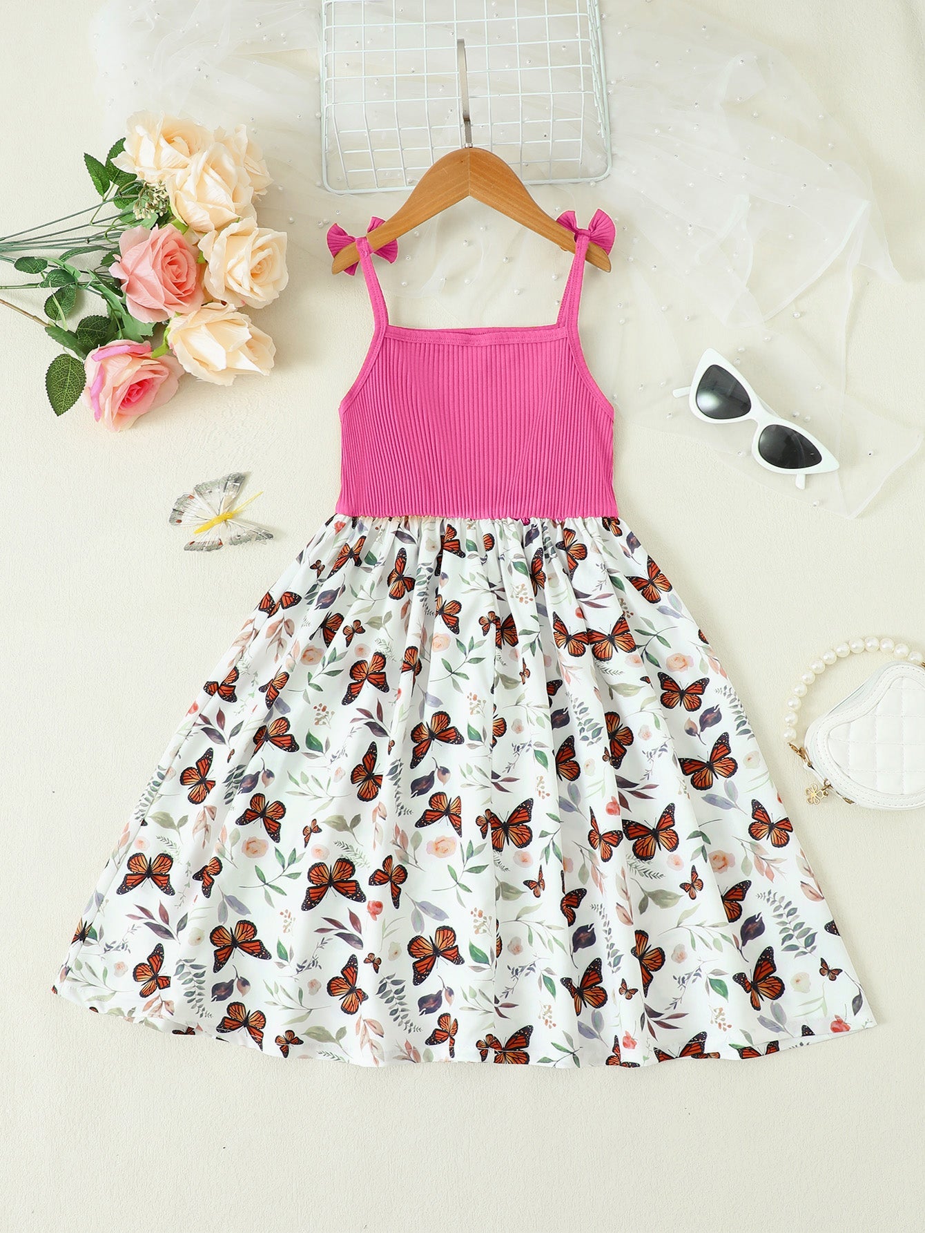 butterfly-print-bow-detail-dress