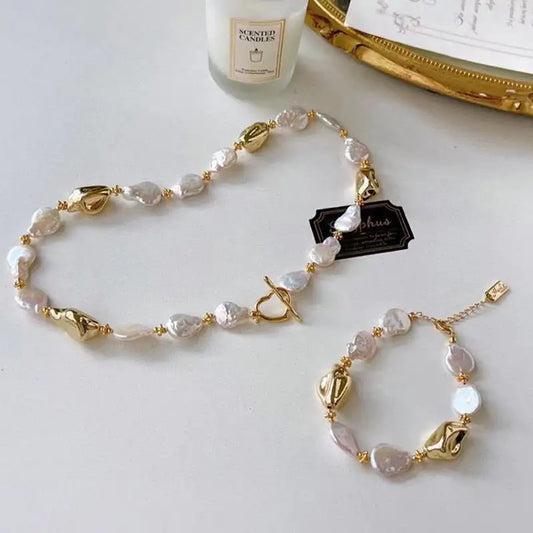 Pearl Girl Baroque Pearl Necklace And Bracelet Set