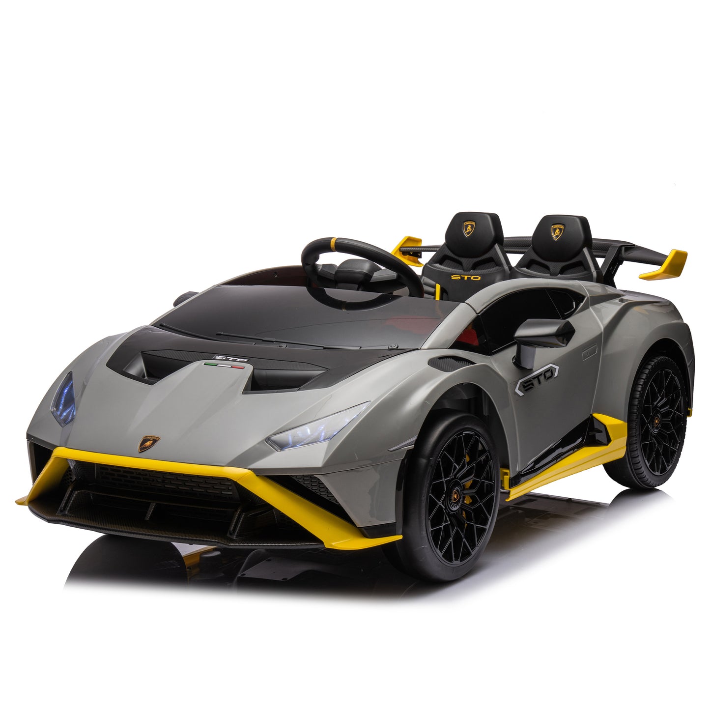 Lamborghini Huracan Sto 24V Kids Electric Ride-On Drift Car: Speeds 1.86-5.59 MPH, Ages 3-8, Foam Front Wheels, 360° Spin, LED Lights, Dynamic Music, Early Learning, USB Port, Drift Feature