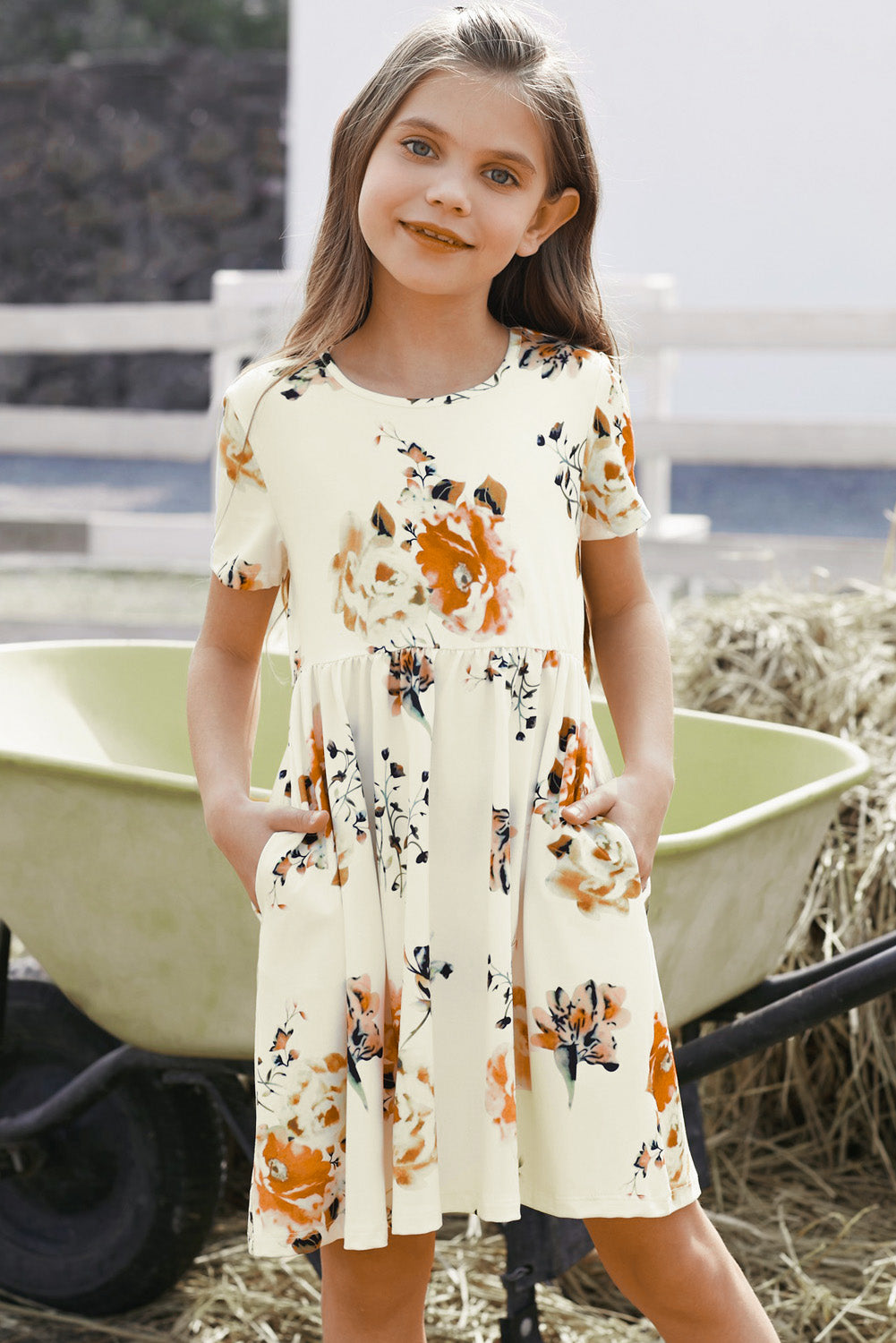 girls-floral-short-sleeve-round-neck-dress