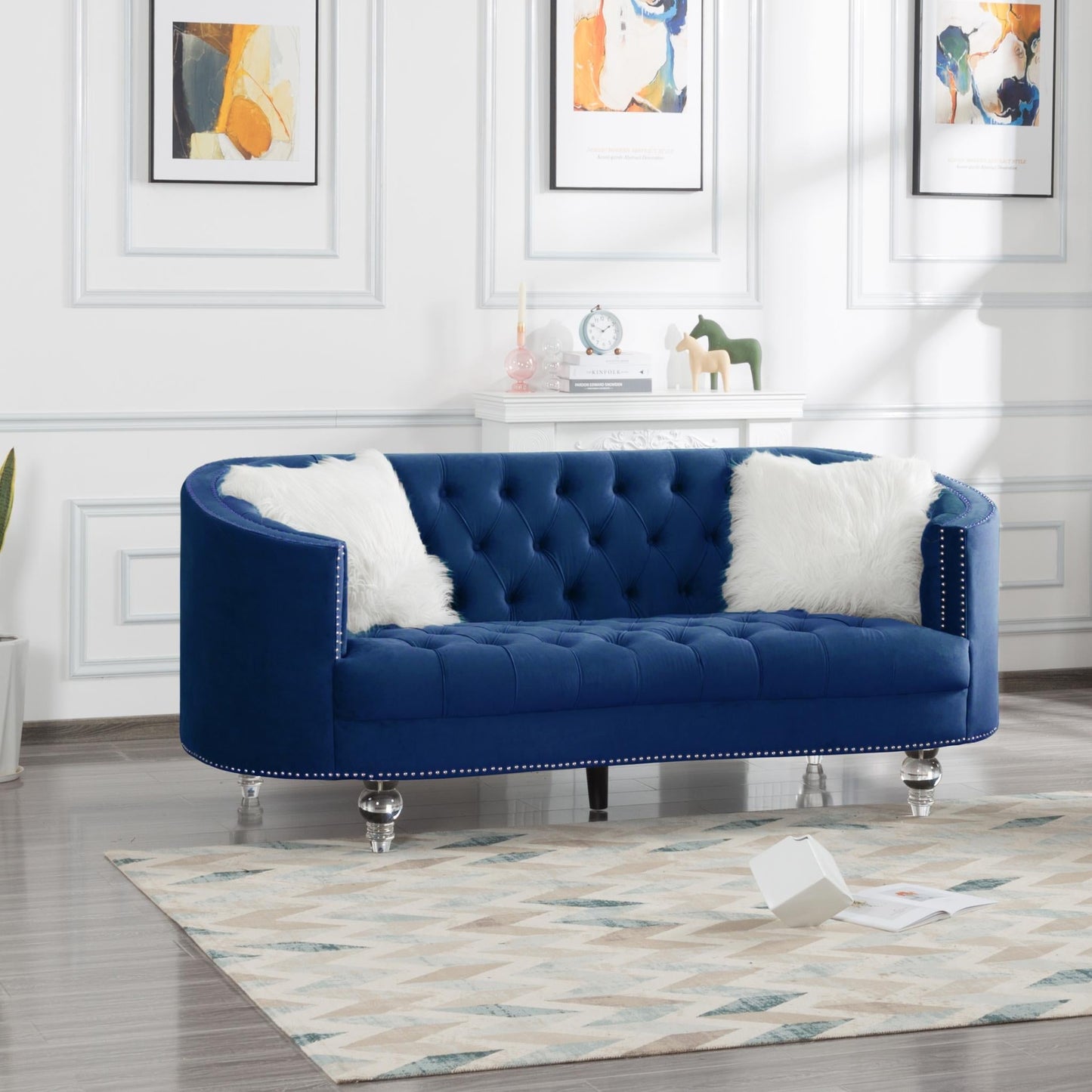 Living Room Sofa Navy Blue Velvet-6