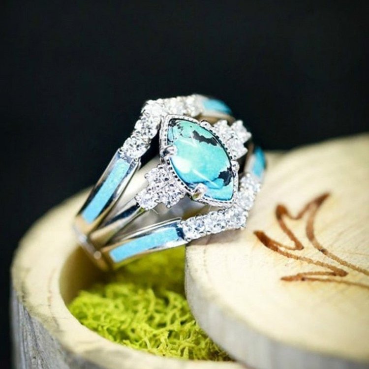 Achieving Dreams Turquoise 3-Piece Ring Set