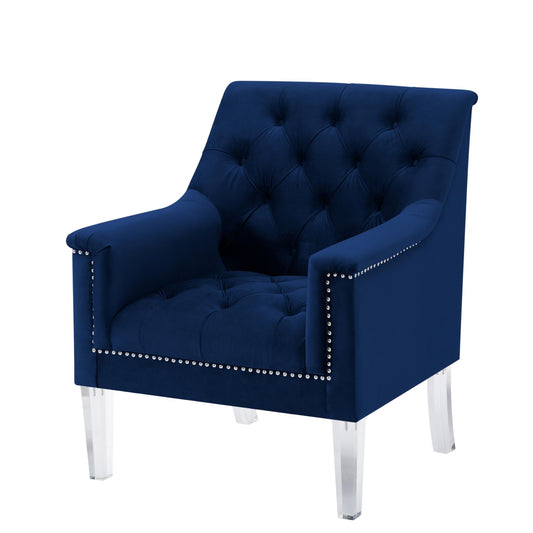 Living Room Navy Blue Velvet Chair-0