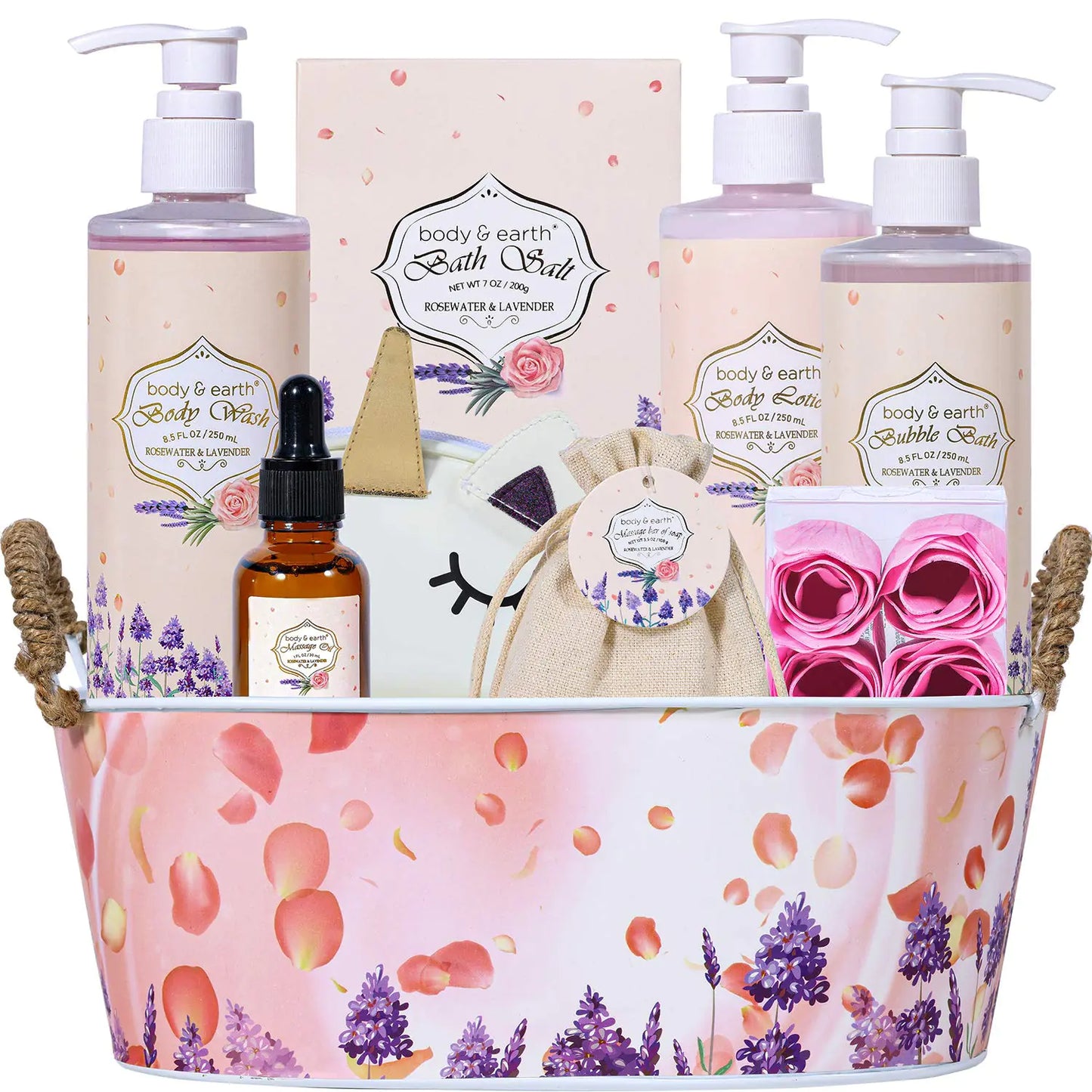 Body &amp;  Earth   Rosewater &amp; Lavender 10 Pieces Gift Set