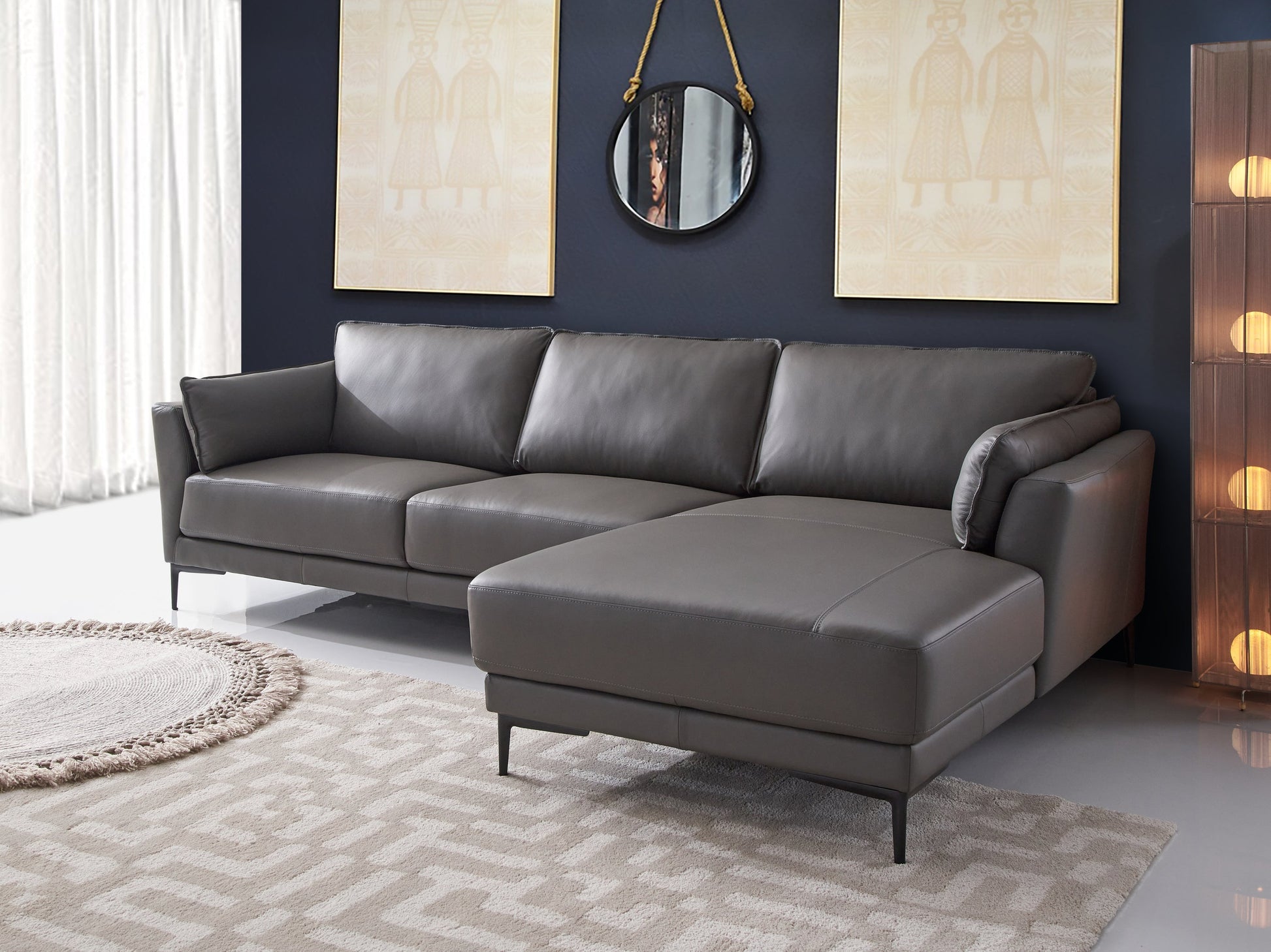 ACME Meka Sectional Sofa, Anthracite Leather-9