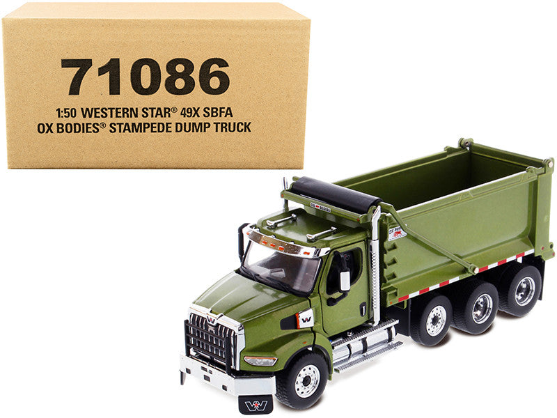 Western Star 49X SBFA OX Bodies Stampede Dump Truck Olive Green Metallic "Transport Series" 1/50 Diecast Model by Diecast Masters-0