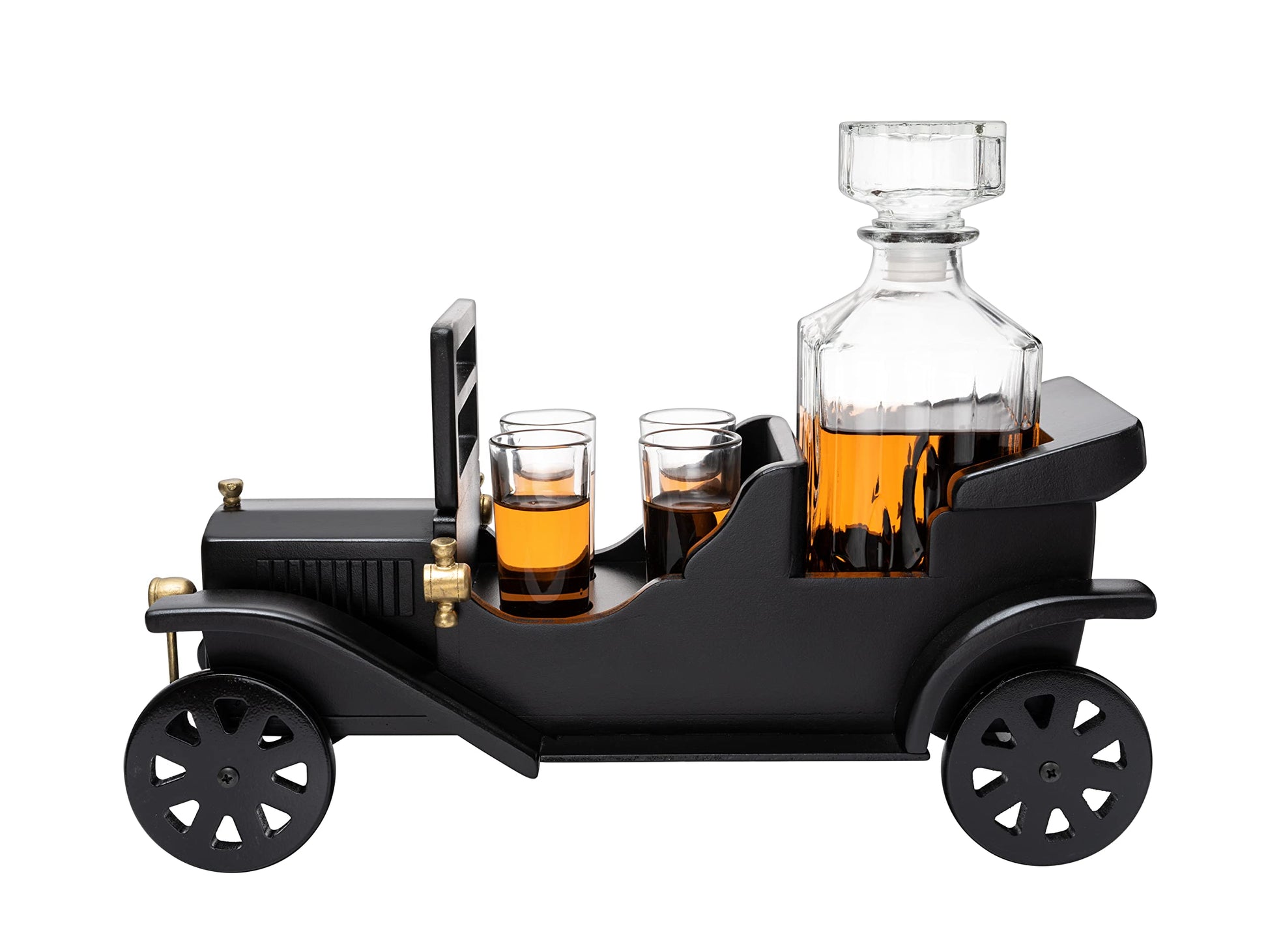 Old Fashioned Car Whiskey Decanter Set, Model T, Very Large 15" x 13" x 7" 750ml Decanter, and - 4 3oz Whiskey Tumbler Old Fashion Glasses, Old Fashioned Vintage Car, Limited Edition, Car Lovers Gift!-4