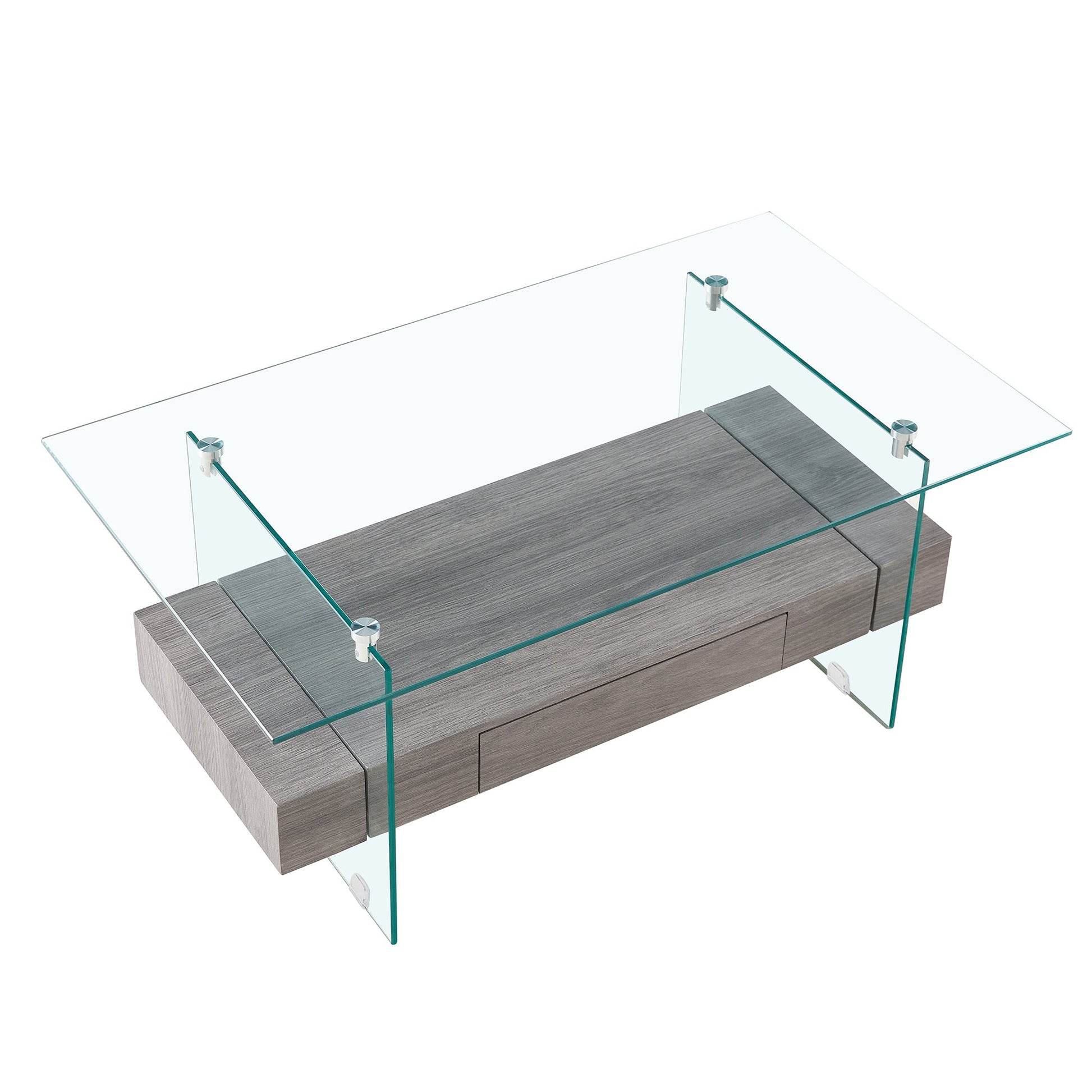 Tempered Glass Coffee Table With Dual Shelves-9