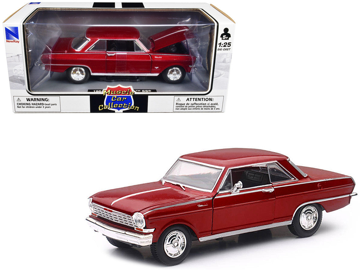 1964 Chevrolet Nova SS Burgundy "Muscle Car Collection" 1/25 Diecast Model Car by New Ray-0