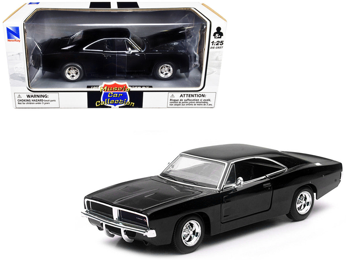 1969 Dodge Charger R/T Black "Muscle Car Collection" 1/25 Diecast Model Car by New Ray-0