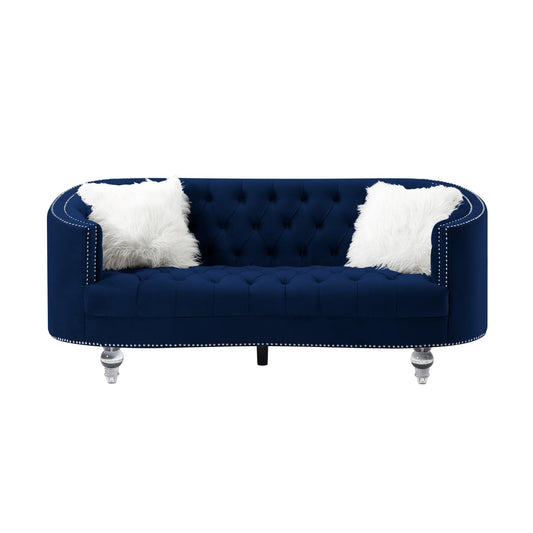 Living Room Sofa Navy Blue Velvet-0