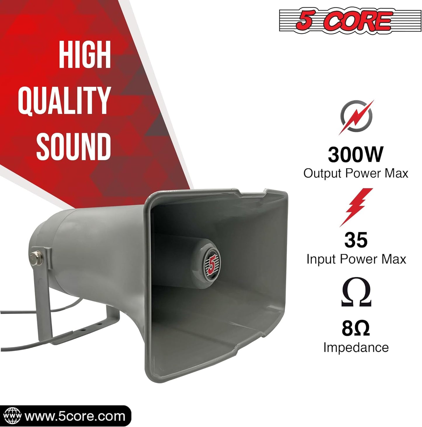 5 Core PA System Outdoor Indoor Paging Kit with 6 Loudspeakers 2 Mics 1 Amplifier All Weather Use-2