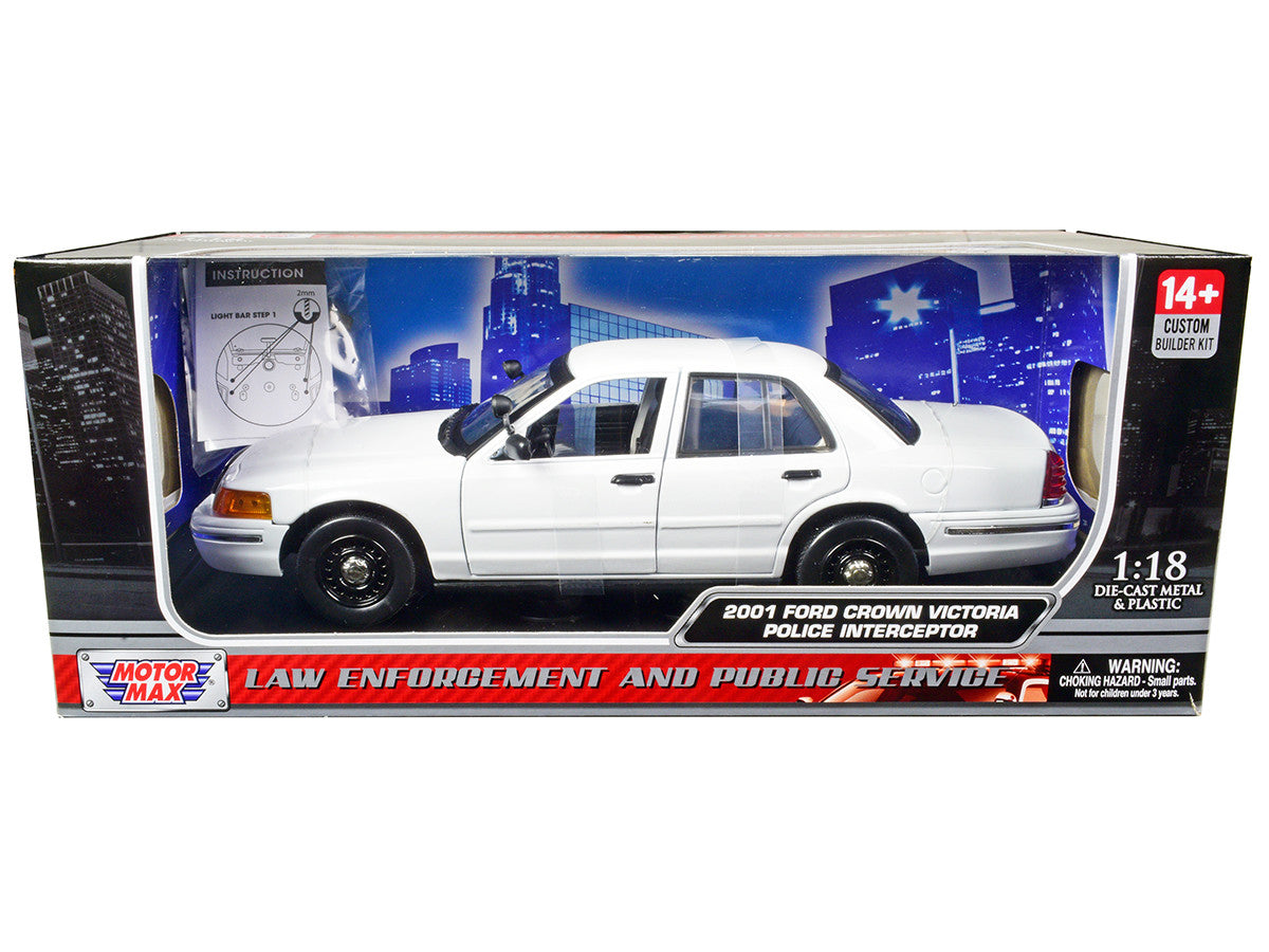 2001 Ford Crown Victoria Police Car Unmarked White "Custom Builder's Kit" Series 1/18 Diecast Model Car by Motormax-0