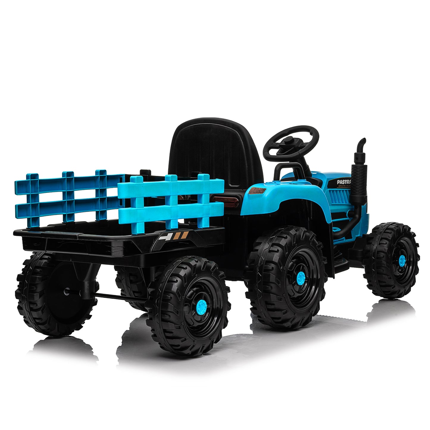 Ride on Tractor with Trailer,12V Battery Powered Electric Tractor Toy w/Remote Control,electric car for kids,Three speed adjustable,Power display, USB,MP3 ,Bluetooth,LED light,Two-point safety belt