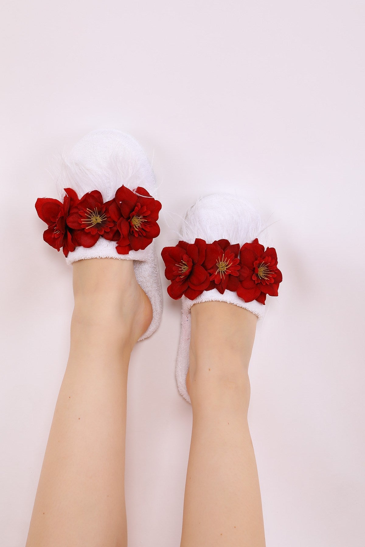 Shopymommy 75004 Water Lily Flowered Maternity Slippers Red-0