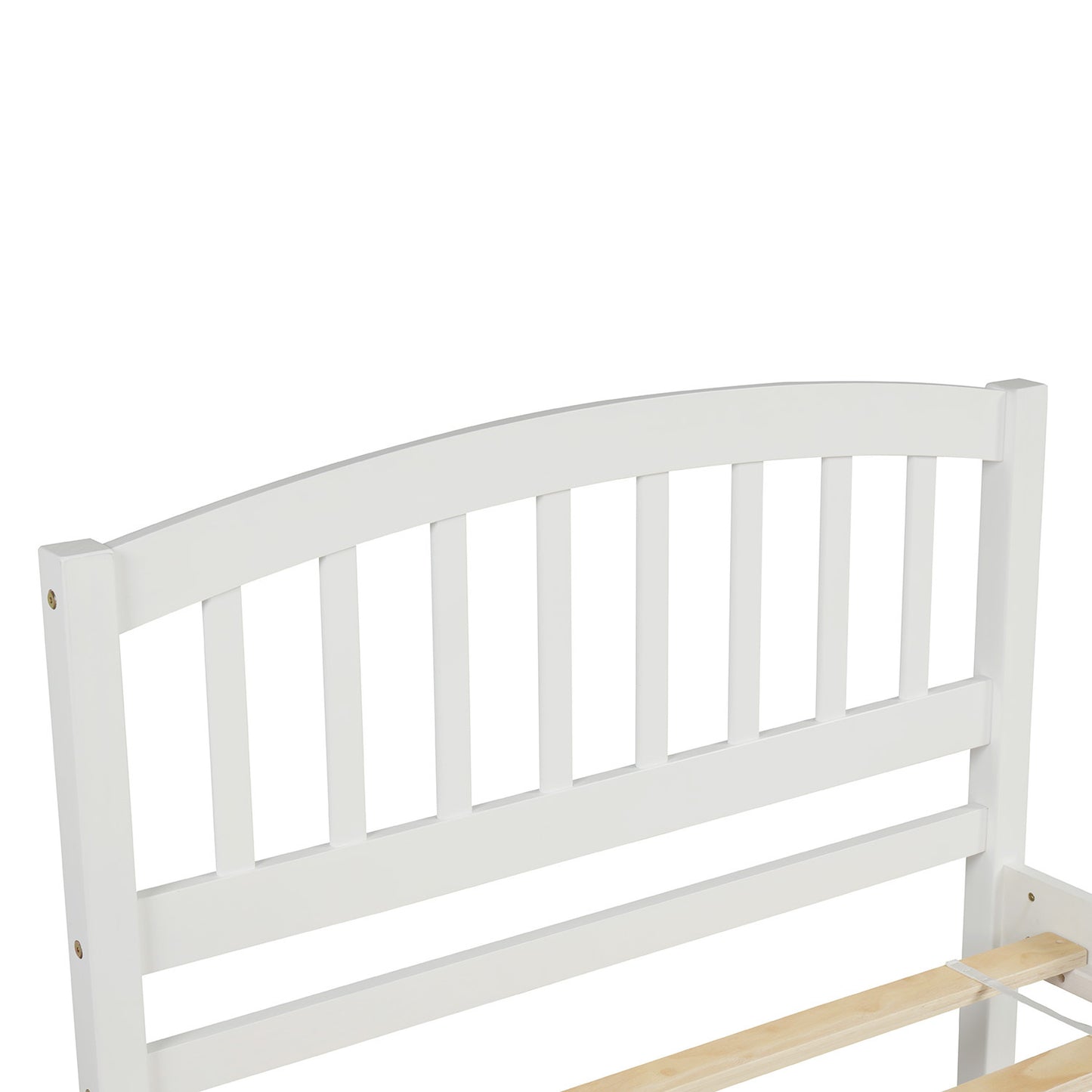 Twin size Platform Bed Wood Bed Frame with Trundle, White