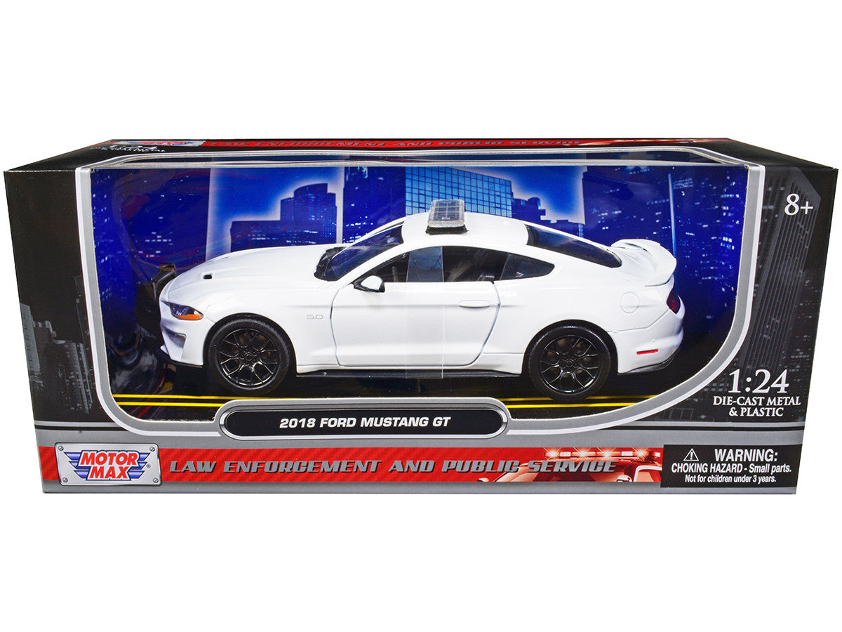 2018 Ford Mustang GT Police Car Unmarked Plain White "Law Enforcement and Public Service" Series 1/24 Diecast Model Car by Motormax-0