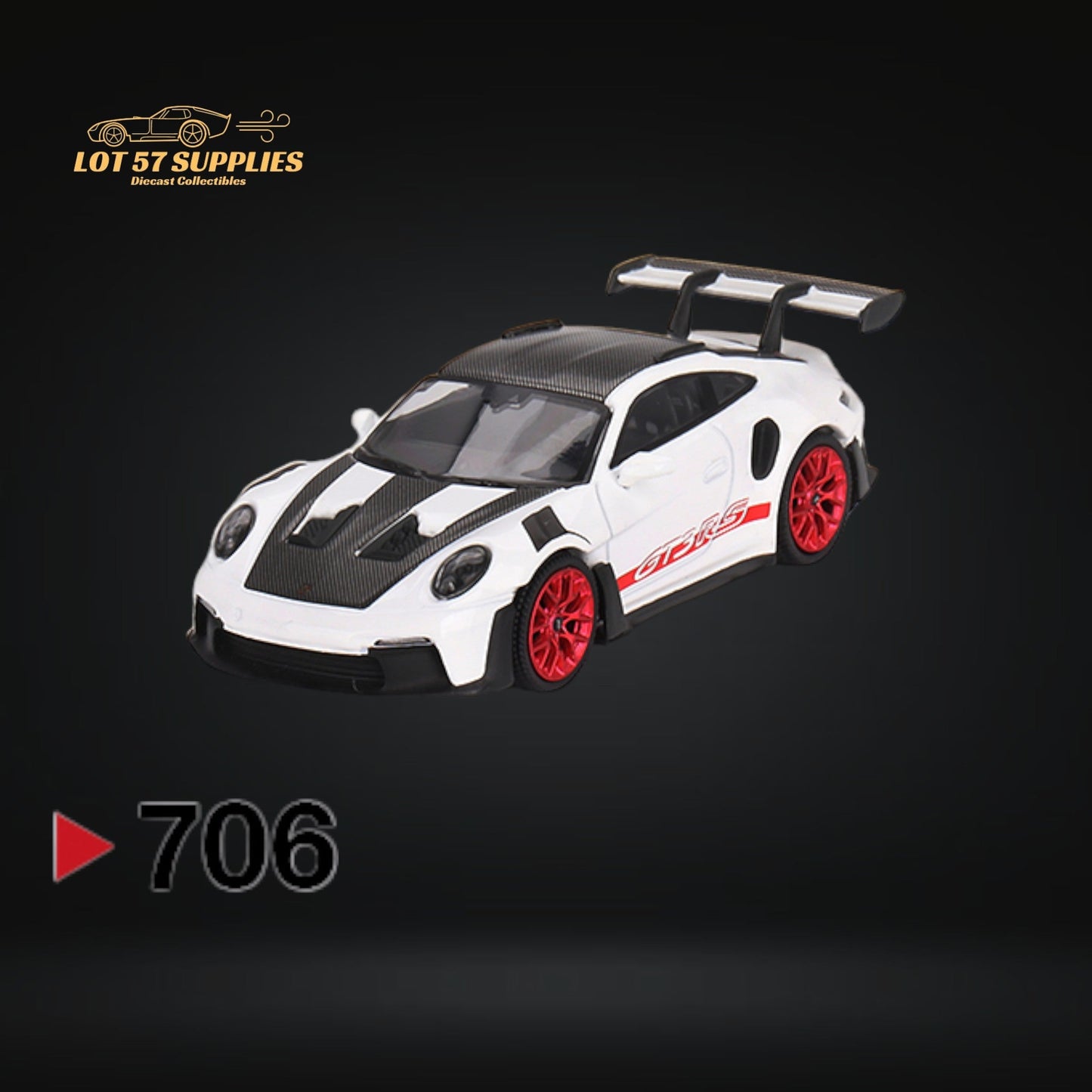 (Pre-Order) Mini-GT Porsche 911 (992) GT3 RS Weissach Package White with Pyro Red #706 1:64 MGT00706-0