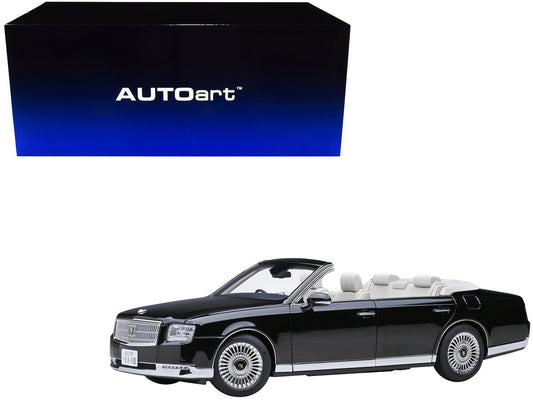 Toyota Century Open Car Convertible RHD (Right Hand Drive) Black with White Interior 1/18 Model Car by Autoart-0