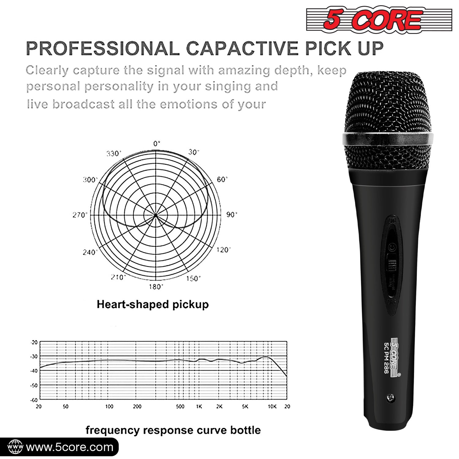 5Core Microphone For Singing Karaoke Mic XLR Dynamic Mic Cardioid Unidirectional Microfono 1/2/3 Pc-4