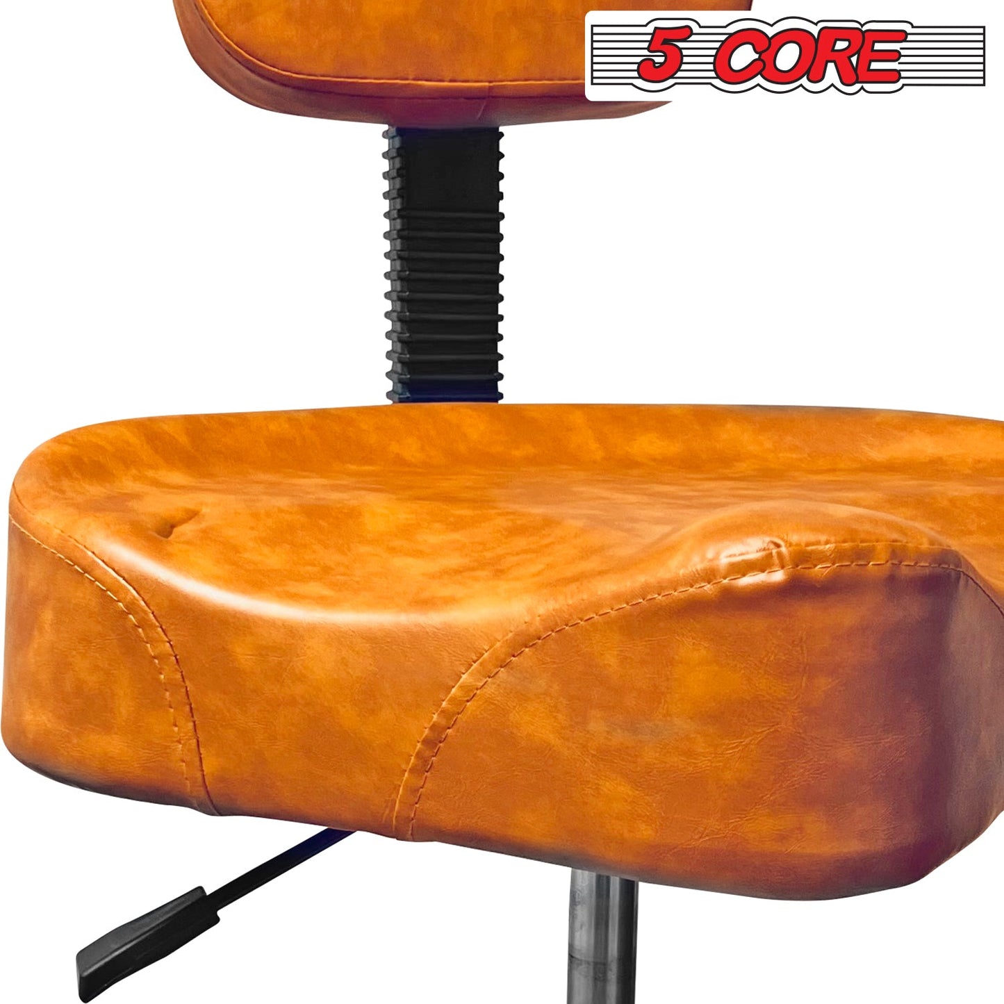 5Core Drum Throne Back Rest Guitar Stool Thick Padded Drummers Chair Seat Chrome Brwn-8