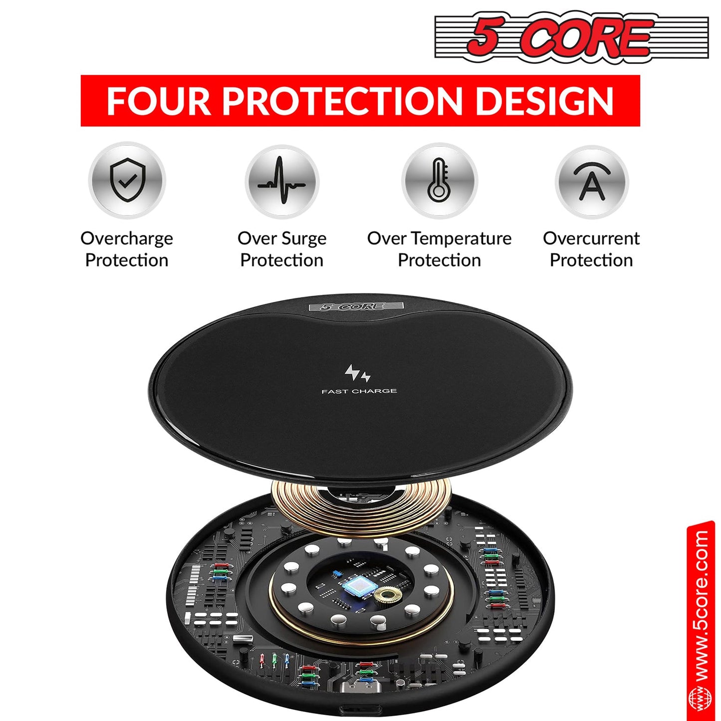 5Core Wireless Charging Pad 15W Qi-Certified Fast Phone Charging Mat Cargador Inalámbrico Para-1