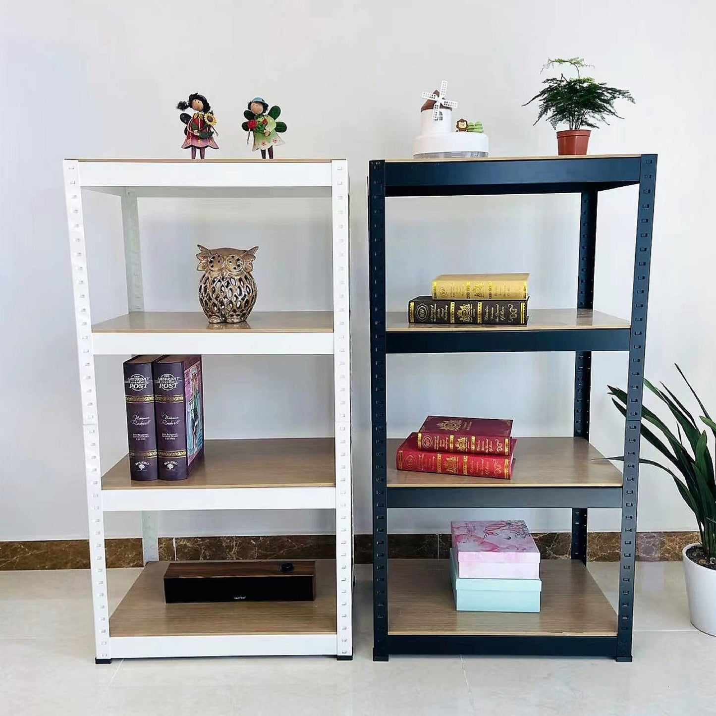 Storage Shelves -  4 Tier Adjustable Garage Storage Shelving, Heavy Duty Metal Storage Utility Rack Shelf Unit for Warehouse Pantry Closet Kitchen, 23.6" x 15.7" x 47.2", White