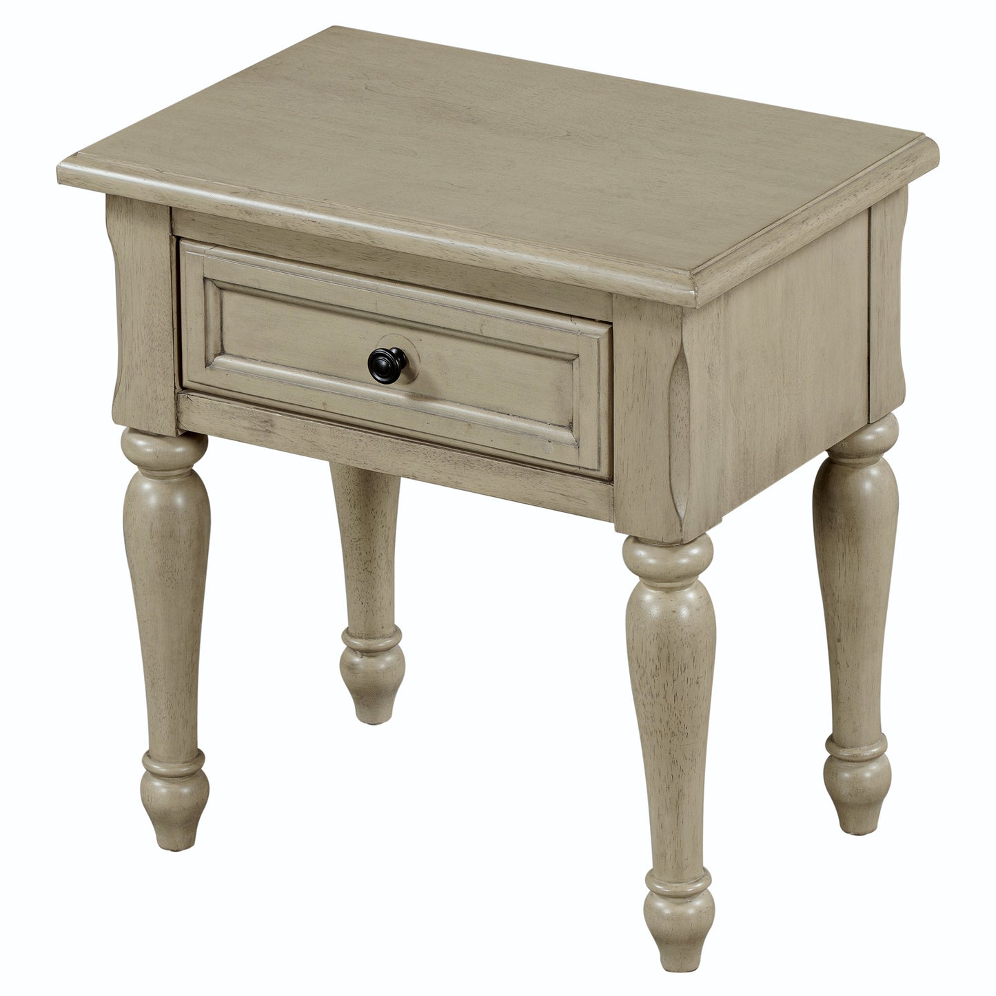 Solid Wood traditional One-Drawer Side Table End Table Nightstand, Stone Gray